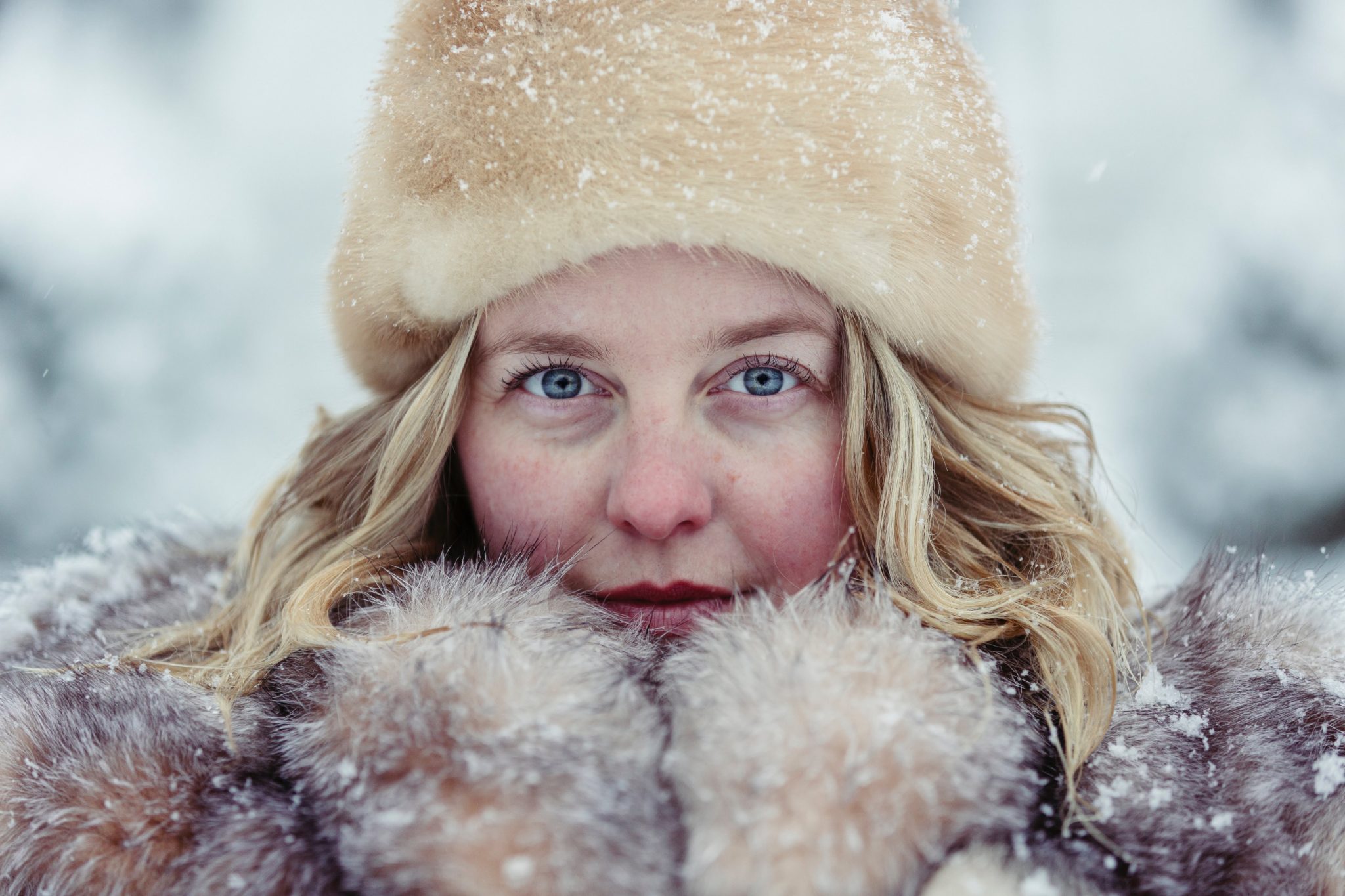 woman covered with snow