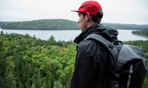 Red Cap Hiking Man